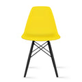 2Xhome Designer Plastic Eiffel Chair Natural Wood Legs Retro Dining Armless With Back Desk Accent Living Room Side