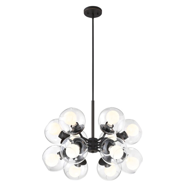 Designers Fountain 912812 Meridian 12 Light 24 1 2 Wide Chandelier With Glass Shades Satin Bronze N A