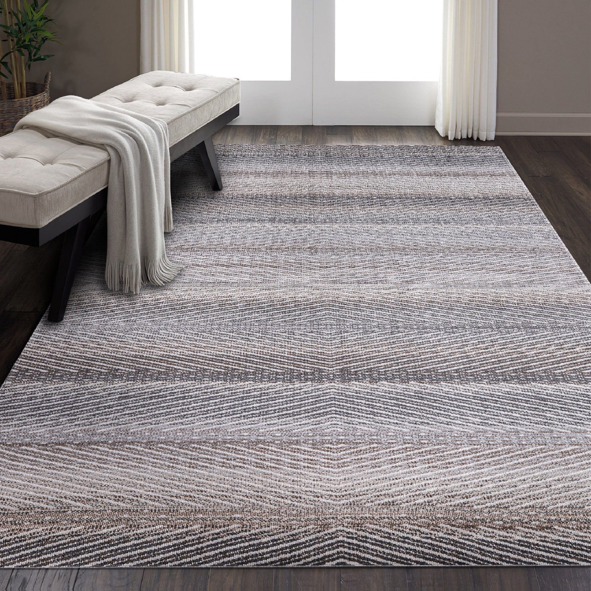 Desire Collection Abstract Brown Grey Area Rug