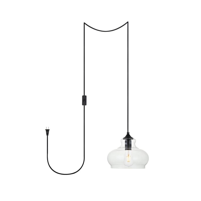 Destiny 1 Light Plug In Pendant With Clear Shade Black 9.4 Diameter