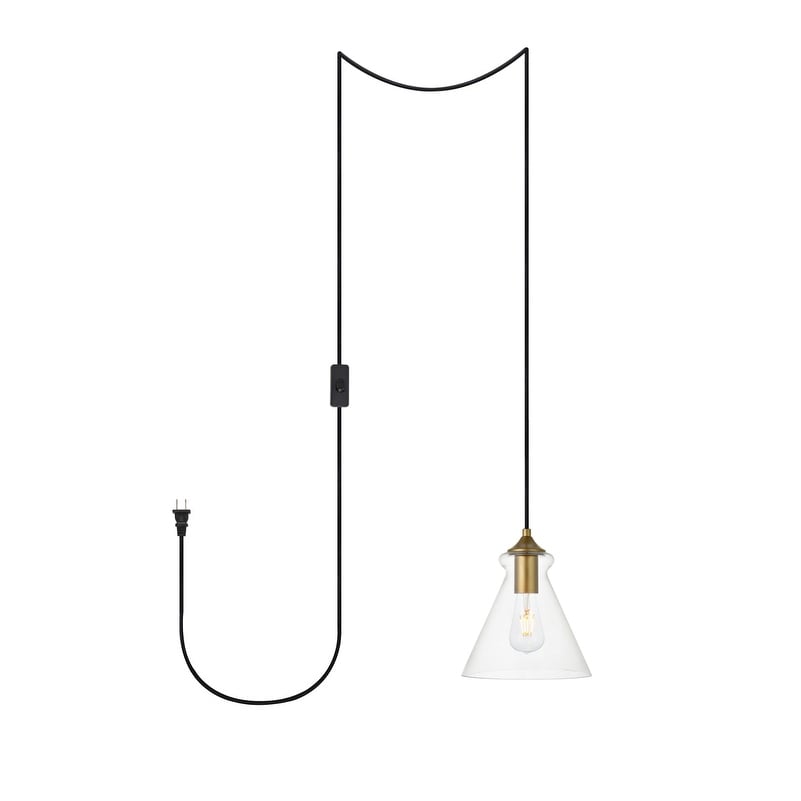 Destiny 1 Light Plug In Pendant With Clear Shade Black 8 Diameter