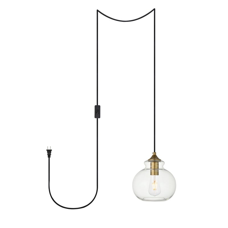 Destiny 1 Light Plug In Pendant With Clear Shade Black 8 Diameter