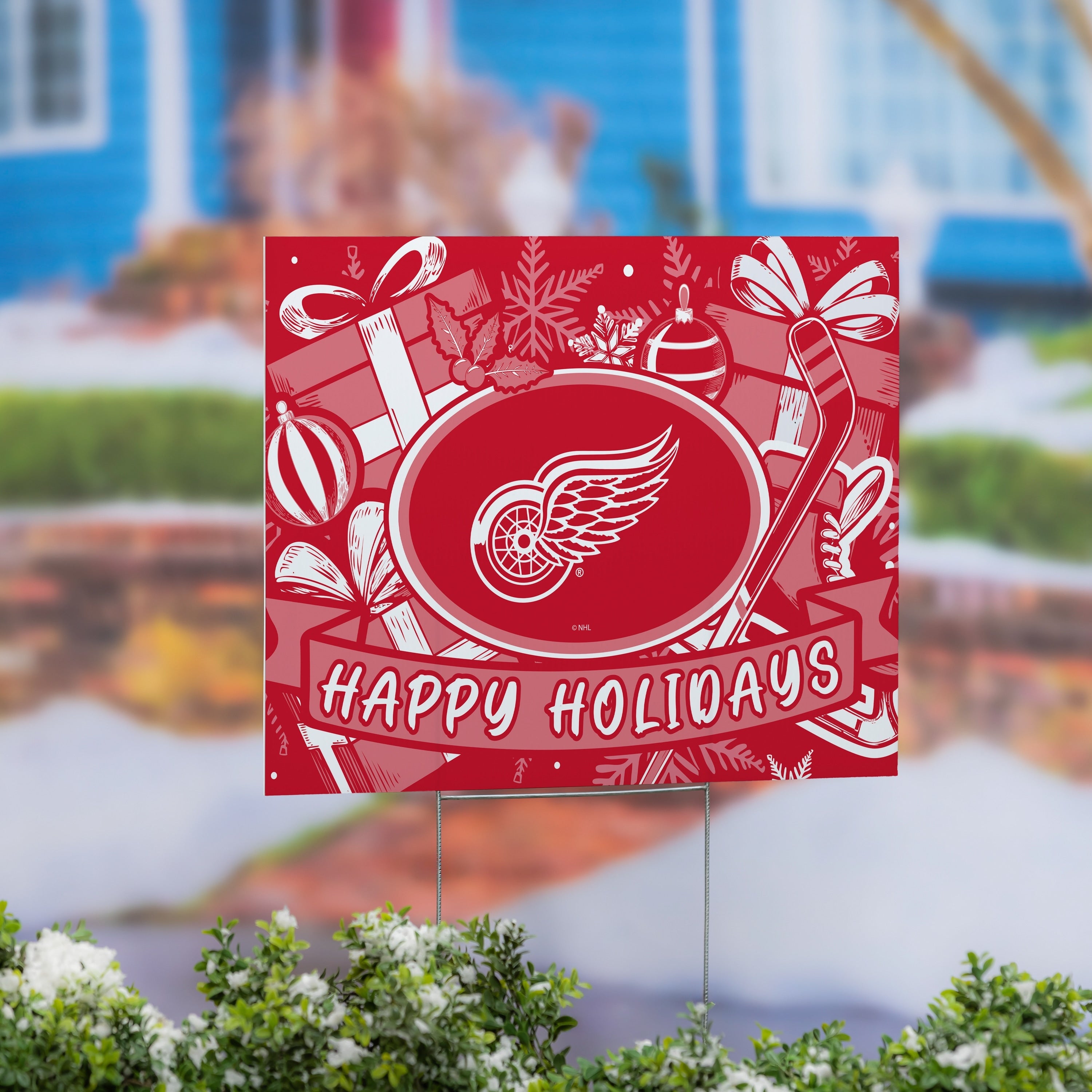Detroit Red Wings Yard Sign Happy Holidays 24 X 18