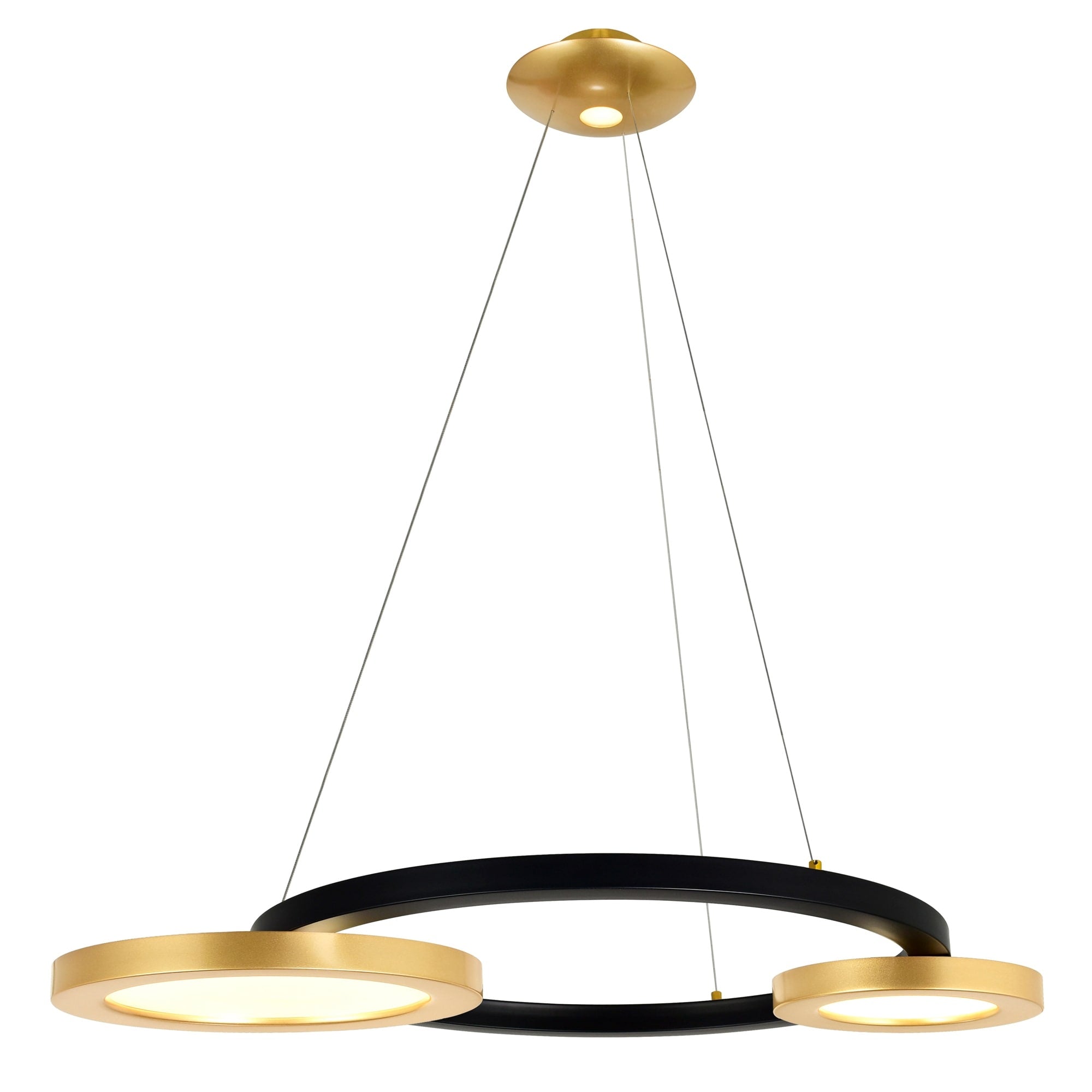 Deux Lunes Led Chandelier With Brass Pearl Black Finish 37 In
