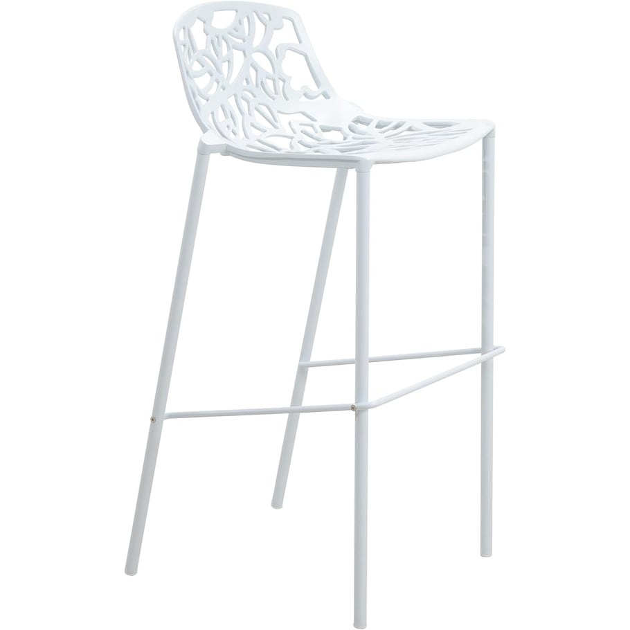 Devon Modern Aluminum Indoor Outdoor Metal High Back Bar Stool With Cut Out Design Fully Assembled Rust Resistant
