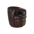 Dey Swivel Barrel Chair With Curved Back Bronze Top Grain Leather