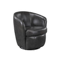 Dey Swivel Barrel Chair With Curved Back Smoky Gray Top Grain Leather