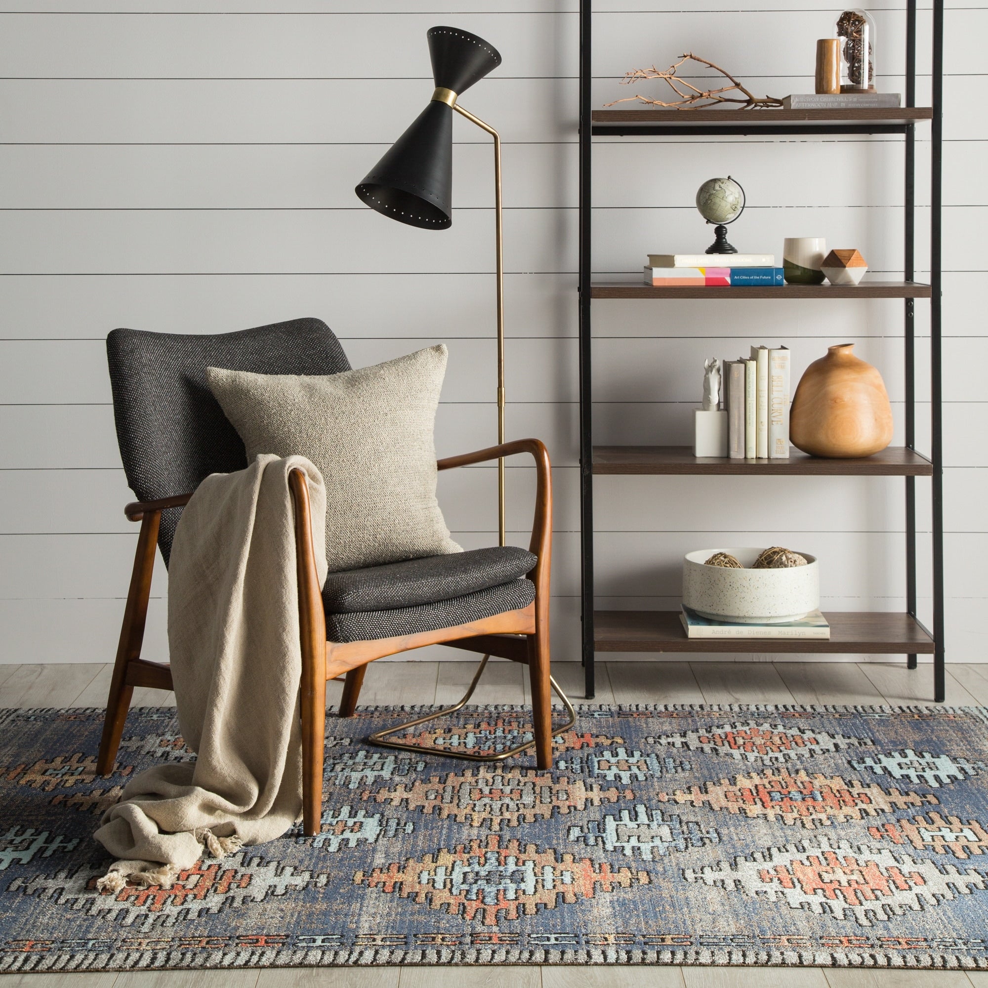Laila Indoor Outdoor Tribal Blue Orange Area Rug