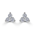 Diamond 3 Stone Cluster Earrings 14K White Gold 1 Ct Tdw
