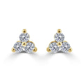 Diamond 3 Stone Cluster Earrings 14K Yellow Gold 1 4 Ct Tdw