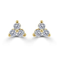 Diamond 3 Stone Cluster Earrings 14K Yellow Gold 1 Ct Tdw