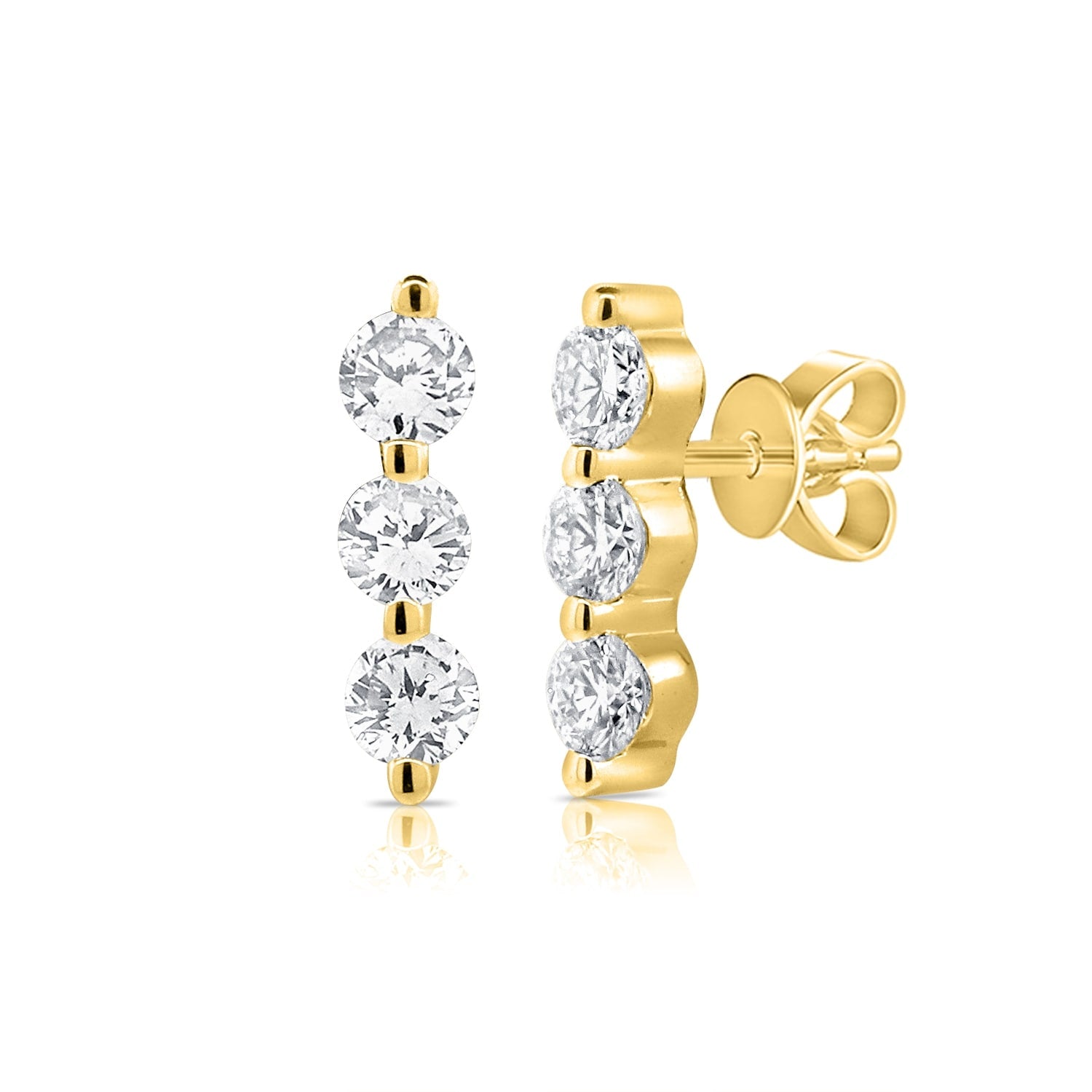 Joelle 14K Yellow Gold 1 5 Ct. Graducte Diamond Bar Earrings