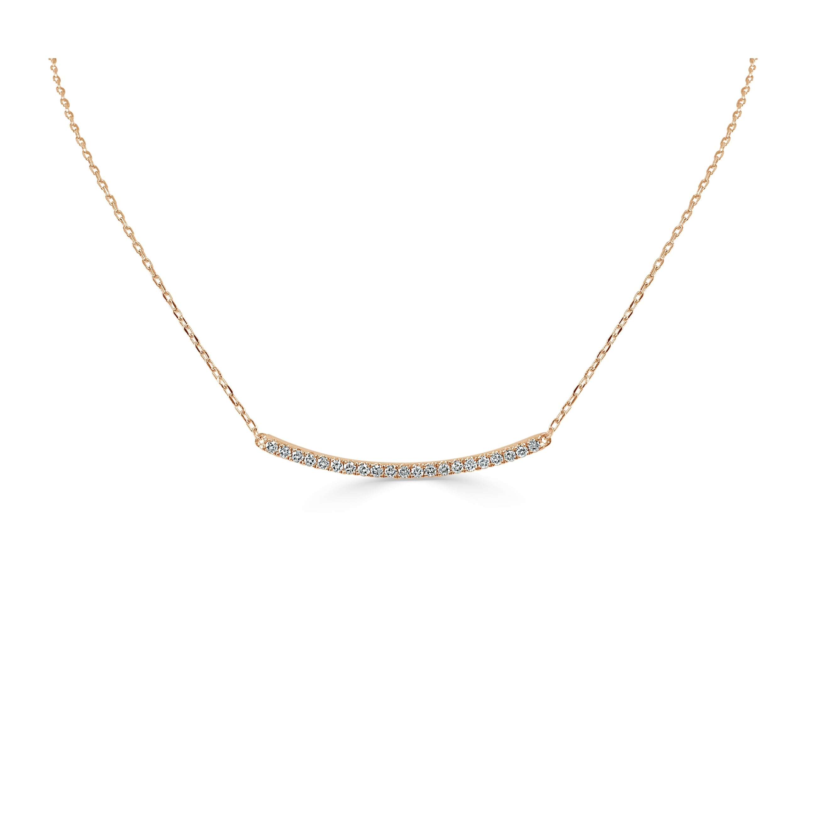 14K Gold Diamond Bar Necklace 16 Chain Length