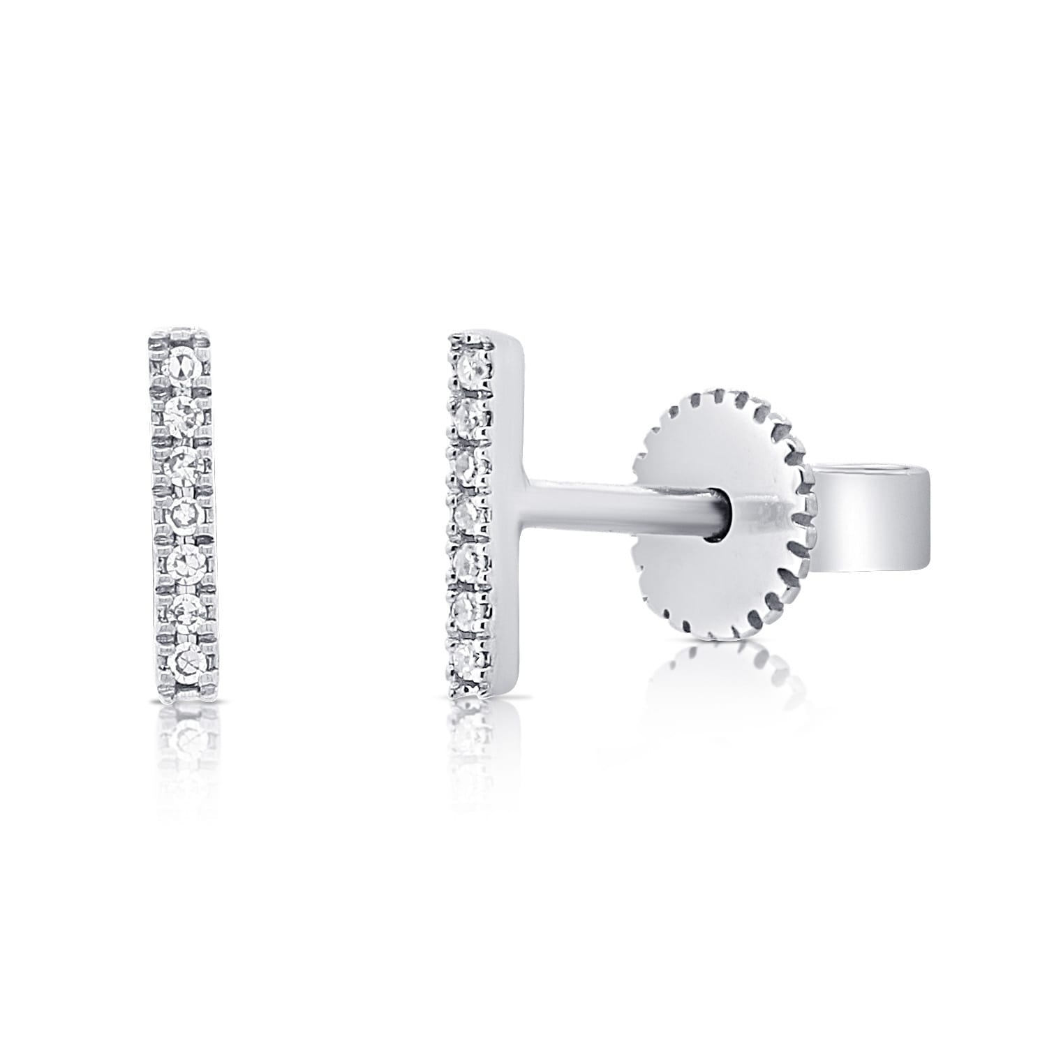 Joelle 14K White Gold Diamond 1 10 Ct Tdw Bar Stud Earring