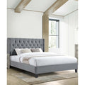 Diamond Button Tufted Bed Set Nailhead Trim Gray Finish