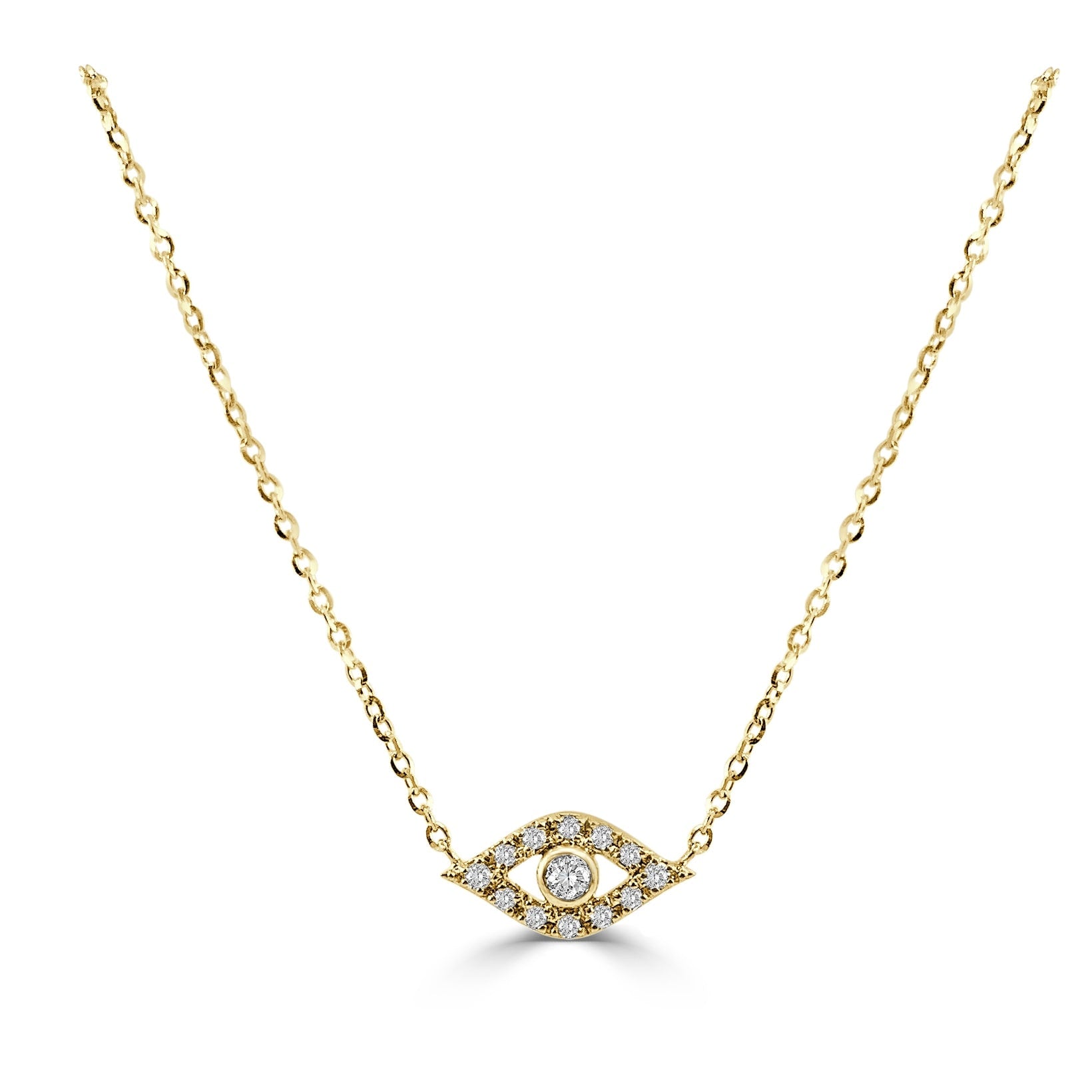 Sabrina 14K Gold 1 10Ct Tdw Diamond Evil Eye Necklace Adjustable Length