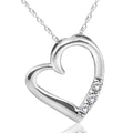 Diamond Heart Pendant 3 Stone White Gold