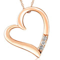 Diamond Heart Pendant 3 Stone 14K Rose Gold With 18 Chain