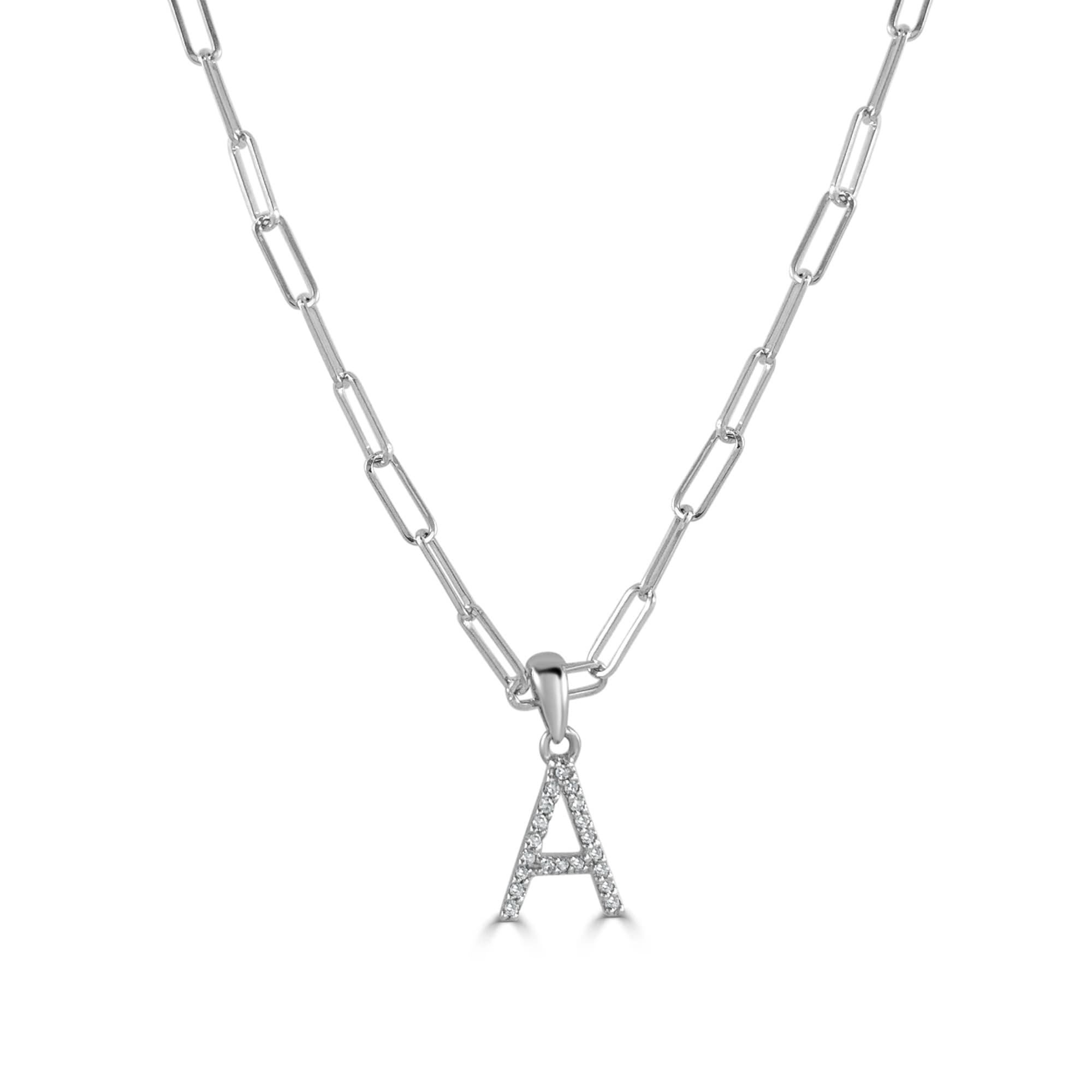 Diamond Initial Letter Necklace Paperclip 14K Gold 16 Chain 1 10 Tdw By Joelle Collection