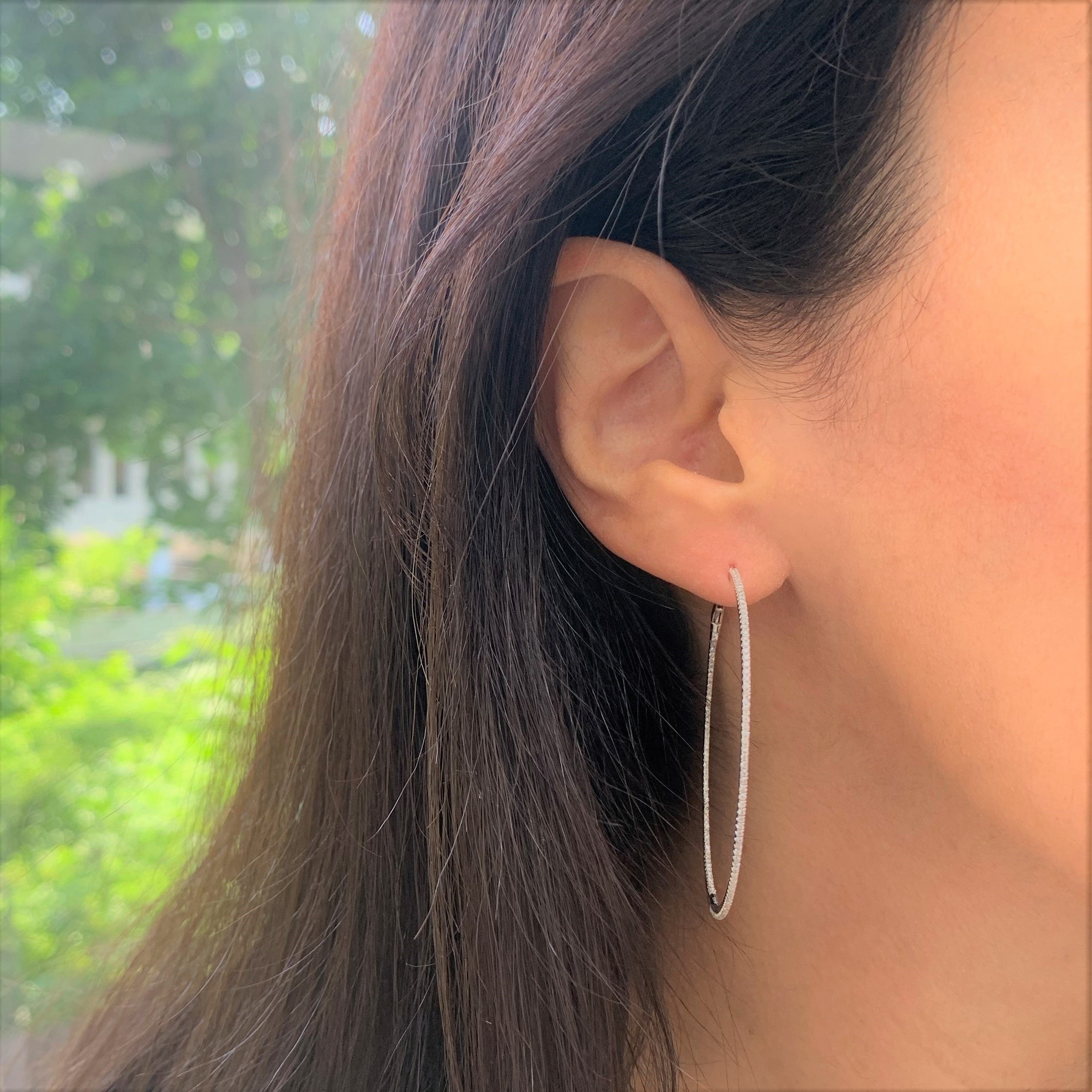 Diamond Inside Out Hoop Earrings 14K Gold 2 0.70 Ctdw By Joelle Collection