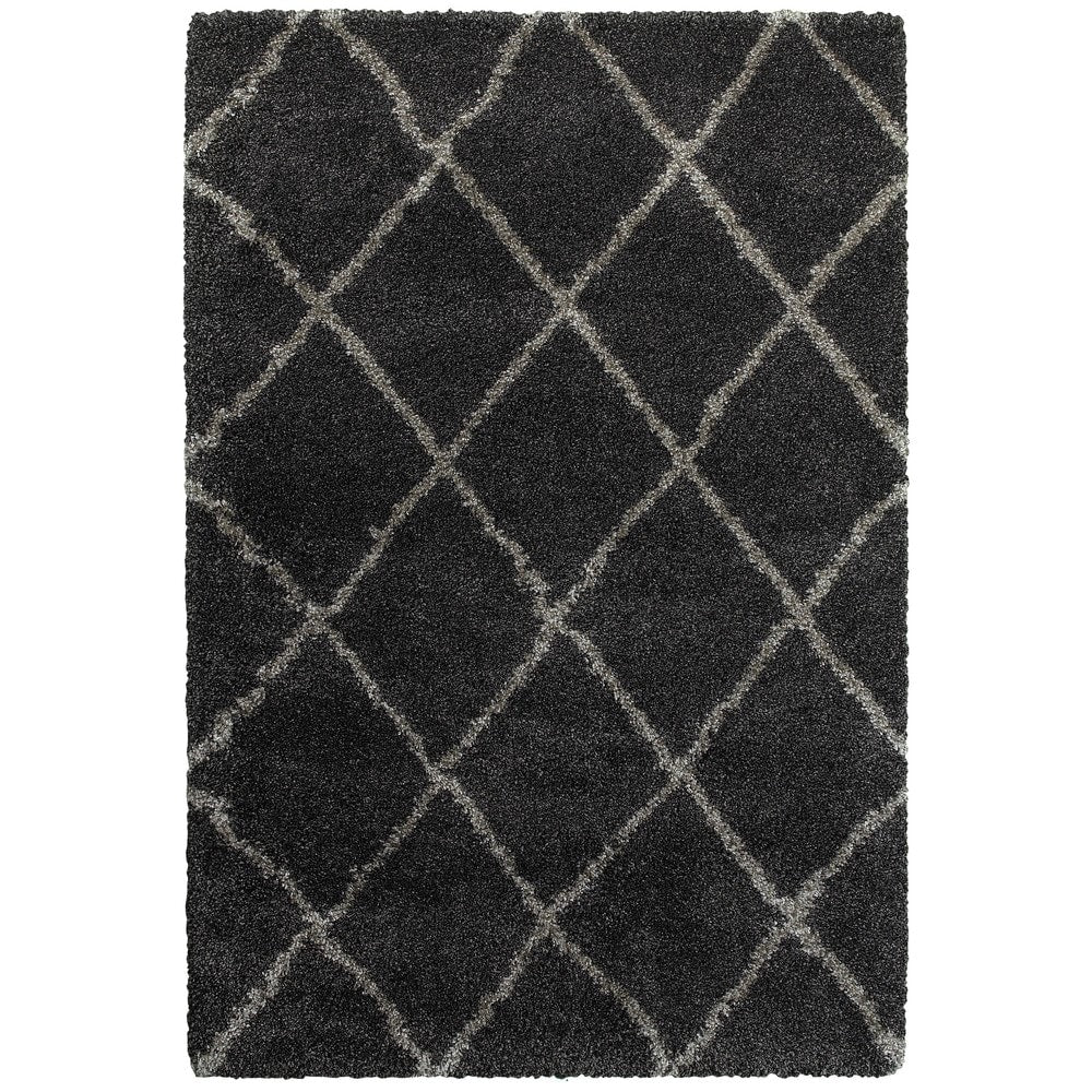 Porch Den Suncrest Charcoal Lattice Shag Area Rug 53 X 76