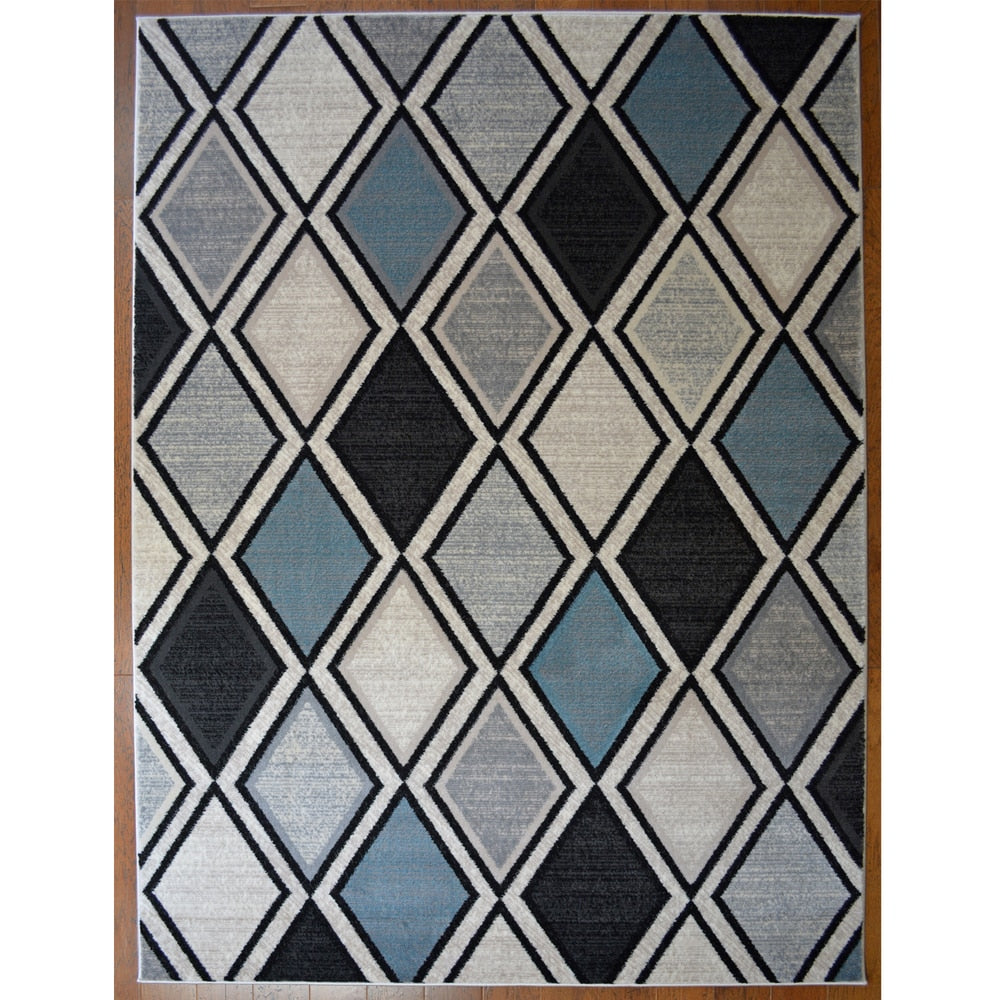 Diamond Grey Blue Contemporary Area Rug