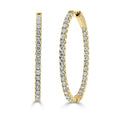 Diamond Oval 2.28 Ct Tdw Hoop Earrings 1.5 14K Yellow Gold