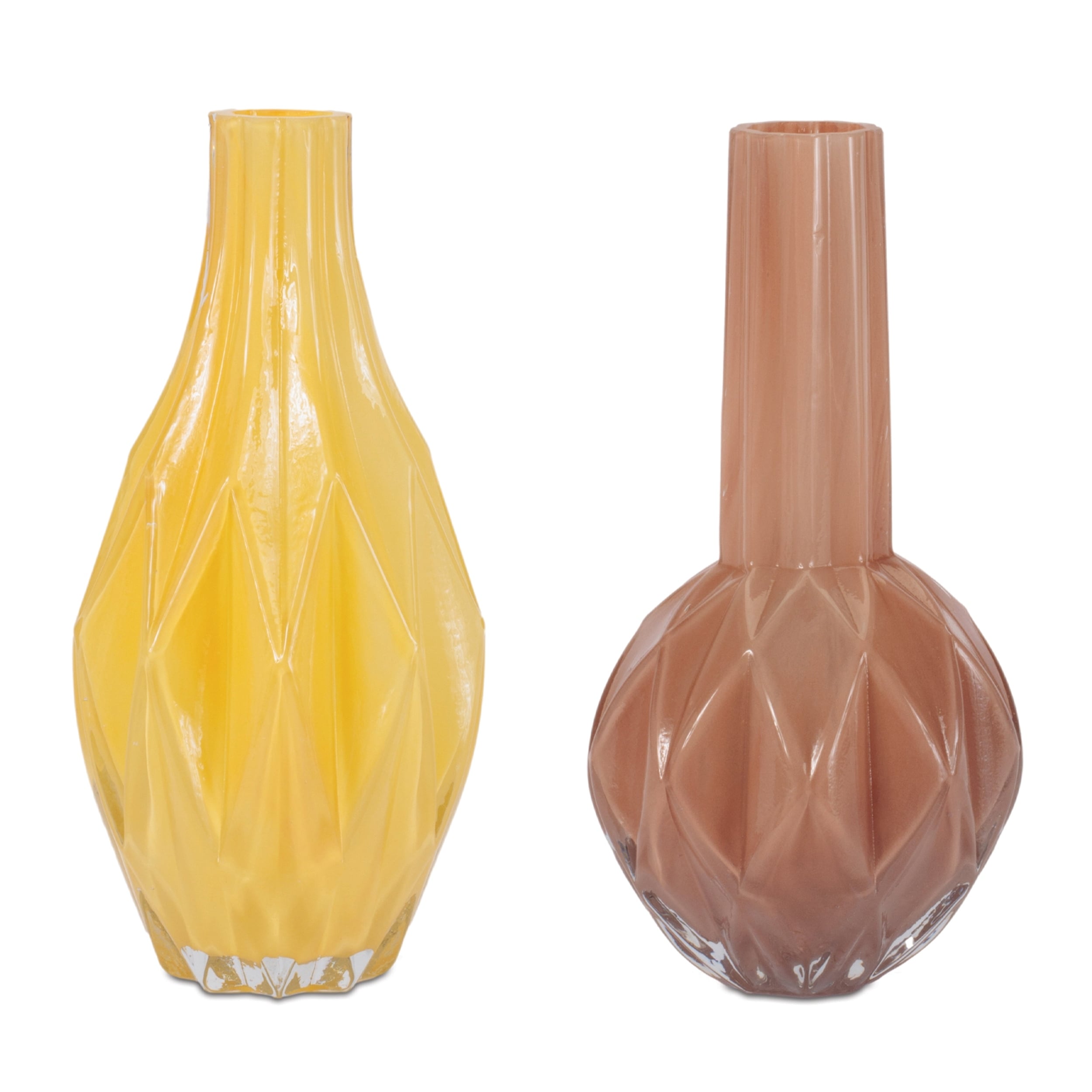Diamond Pattern Glass Bud Vase Set Of 4