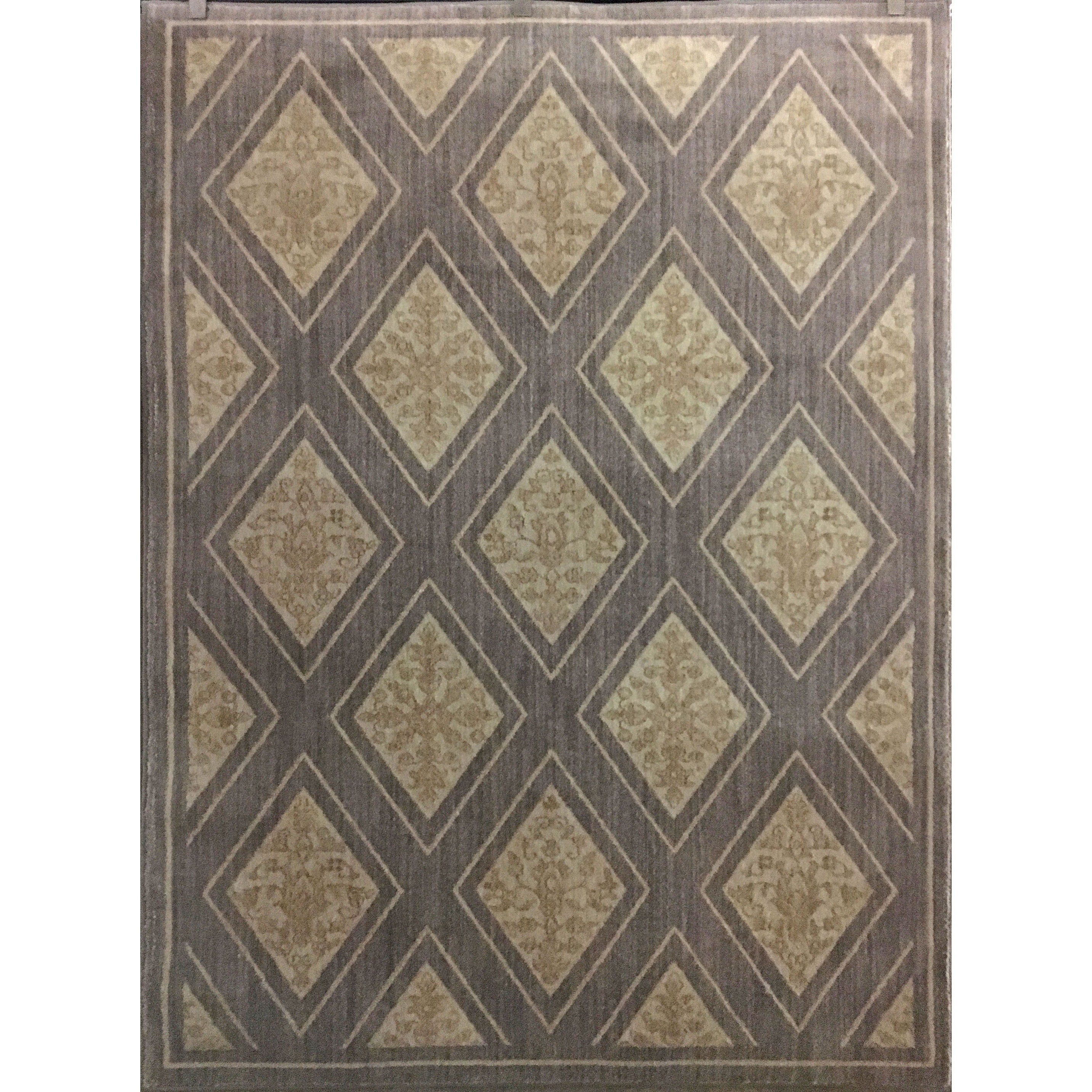 Diamond Pattern Gray And Cream Contemporary Area Rug