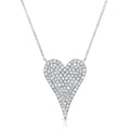 Diamond Pave Heart Pendant 1 3 Ct 14K White Gold Necklace