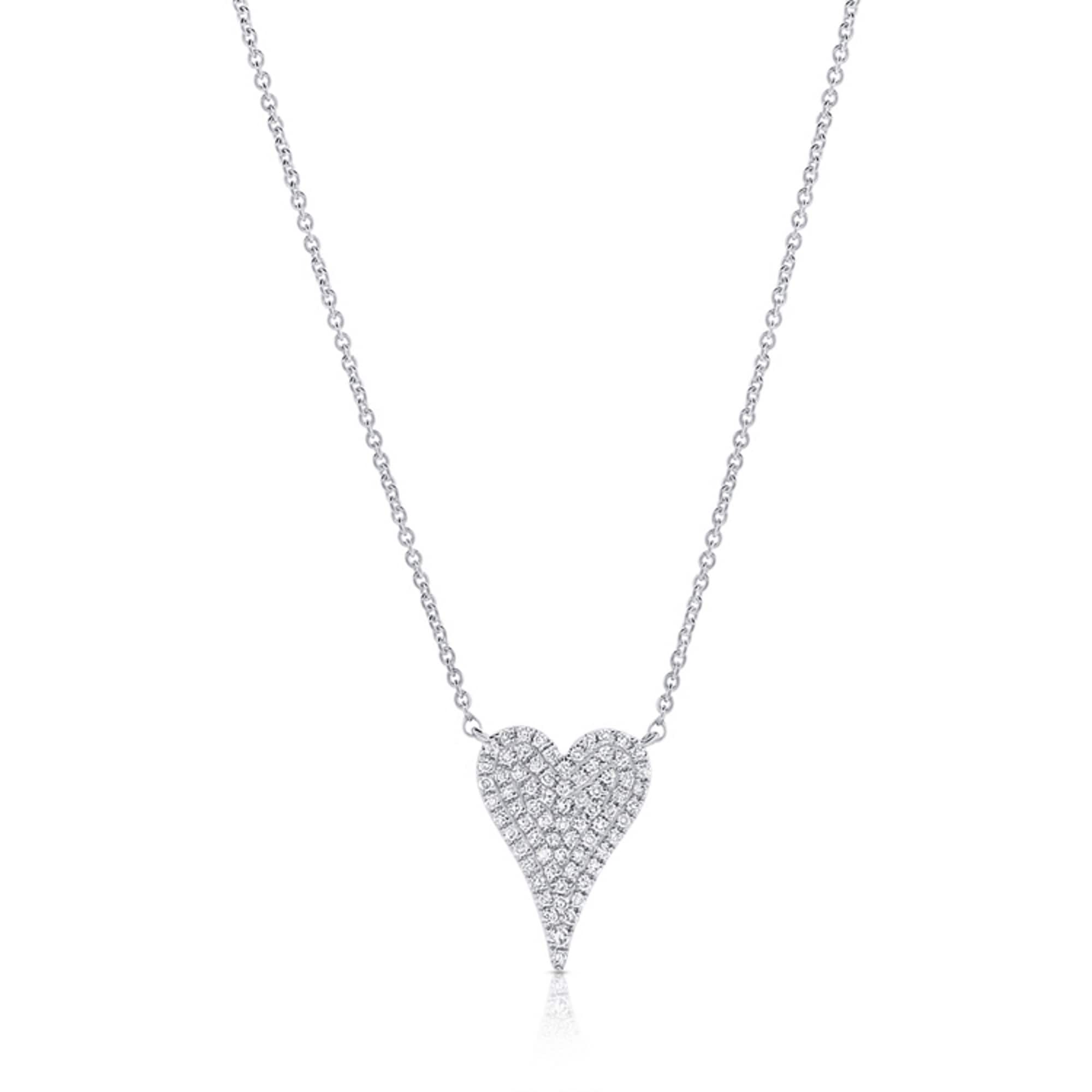 Diamond Pave Heart Pendant 1 10 Ct 14K White Gold Necklace