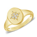 Diamond Signet Ring 14K Gold Pinky Ring Size 4 By Joelle Collection