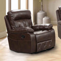 Diamond Stitching Brown Faux Leather 1Pc Chair Recliner Manual