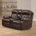 Diamond Stitching Solid Wood Brown Faux Leather 1Pc Loveseat Recliner