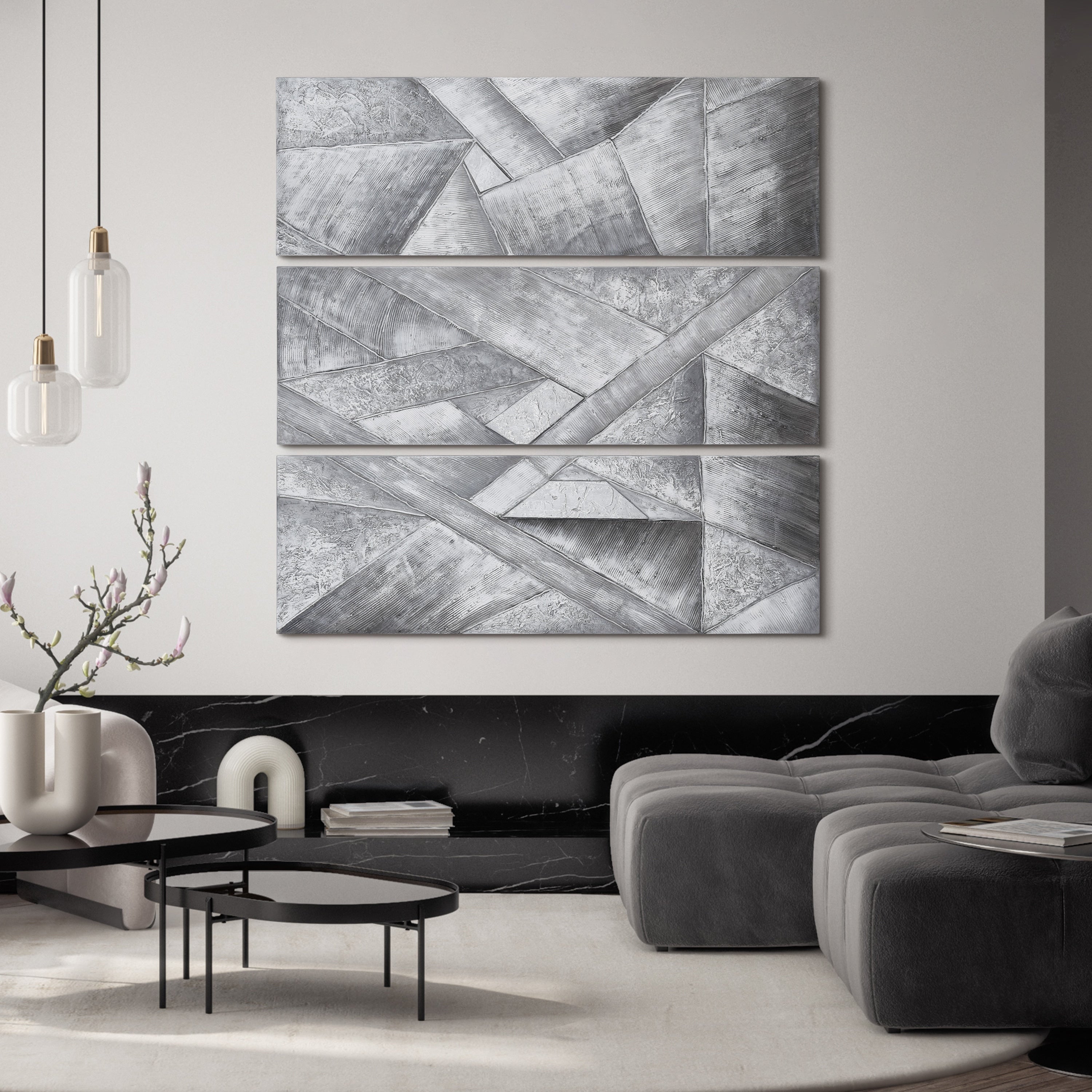 Diamonds Textured Metallic Hand Painted Wall Art