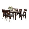 Dicky Extendable 6 Seater Dining Table Set Dark Cherry Wood Faux Leather