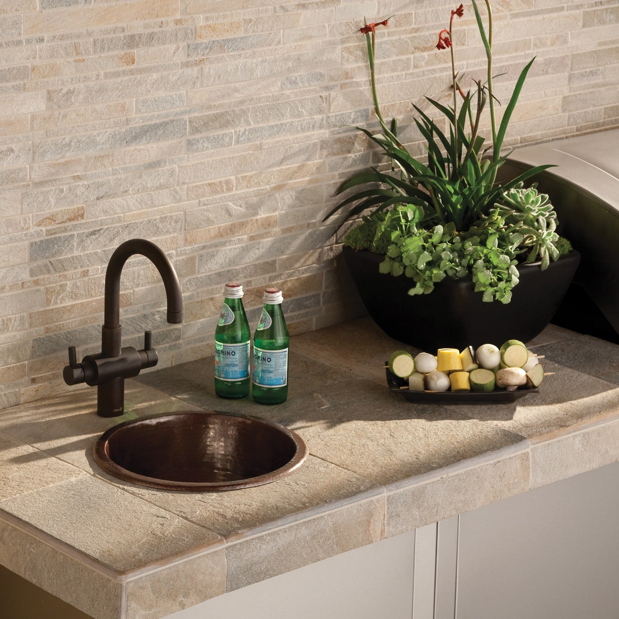 Diego Hammered Antique Copper Universal Mount Bar Prep Sink