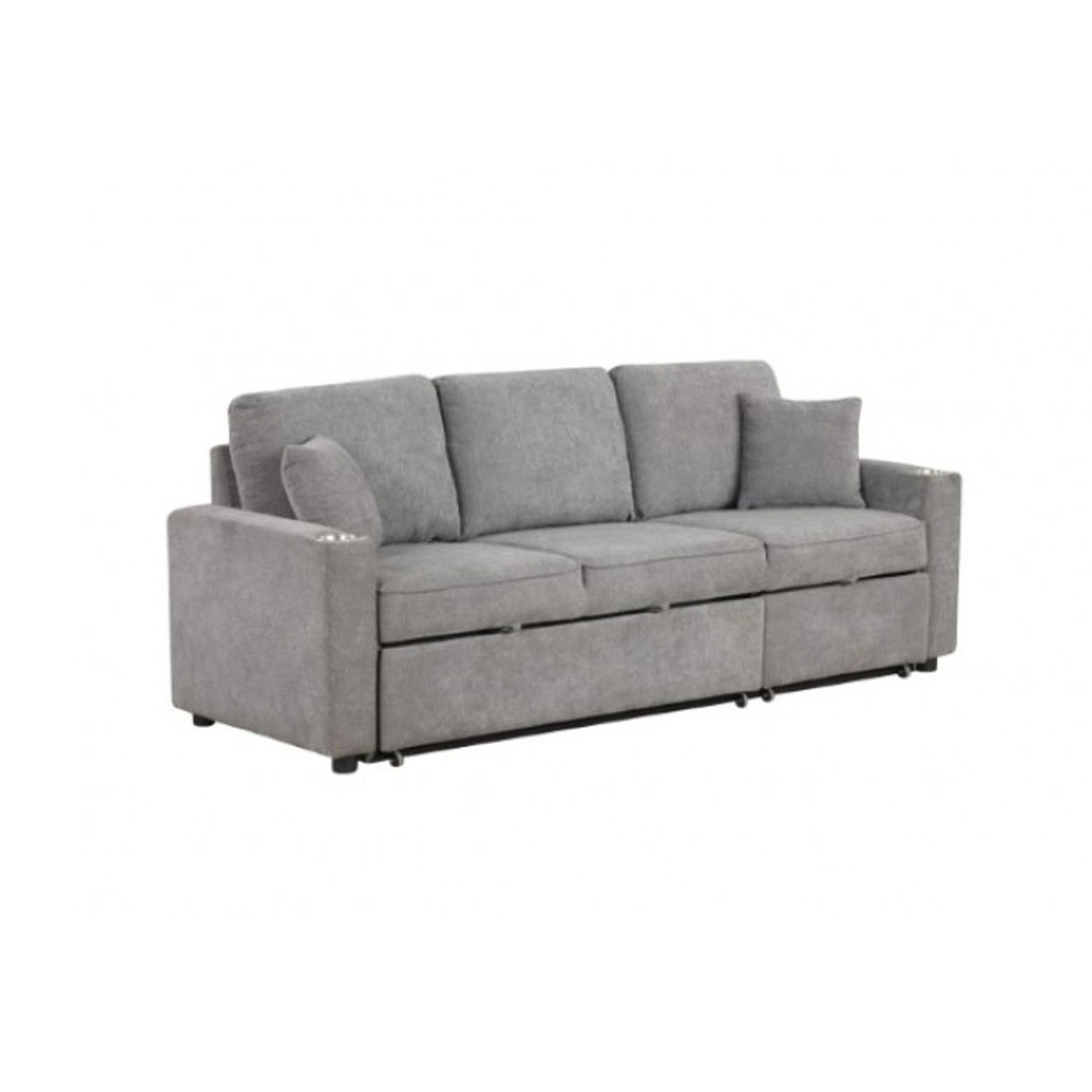 Dily Sleeper Sectional Sofa With Pull Out Bed And 2 Pillows Gray