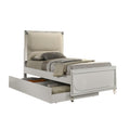 Dima Twin Bed Upholstered Headboard W Led Pearl White Clear Legs