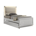 Dima Twin Size Bed With Pull Out Trundle And Led Headboard Pearl White