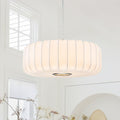 Dimmable Drum 1 Light Hanging Dining Pendant With Silk Shade 20.1 In