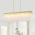 Dimmable Led Linear Chandelier Gold With Wavy Cloud Glass Strips W 37.8 In