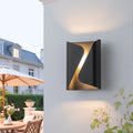 Dimmable Led Outdoor Wall Sconce Ip54 Black Curved Metal Gold Interior W6.3 X H8.66 Inch