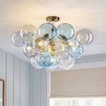 Dimmable Soft Blue Yellow Purple Tinted Glass Bubble Kid Chandelier 24.8 Inches
