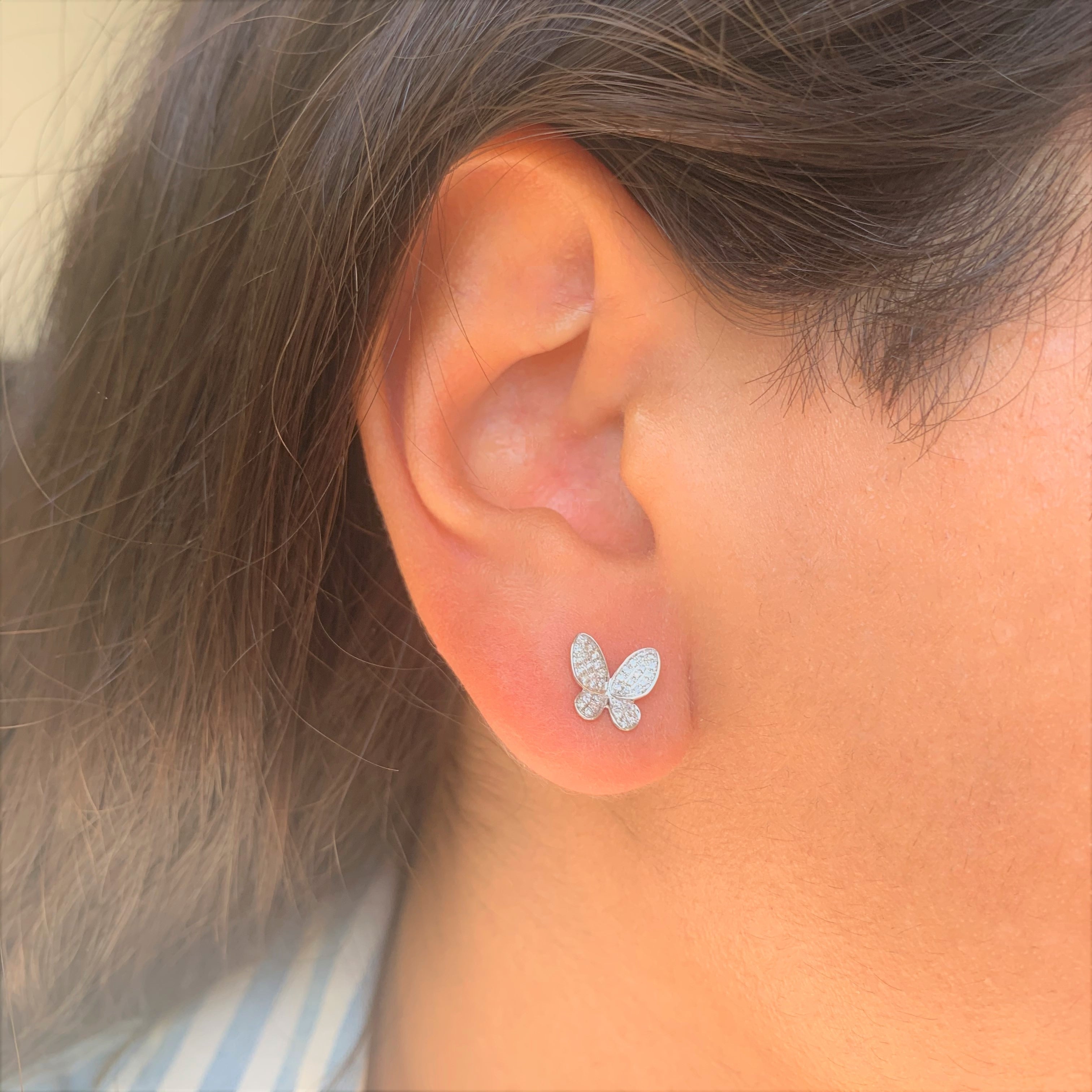 Joelle 14K White Gold 1 5 Cttw Dimond Butterfly Stud Earrings