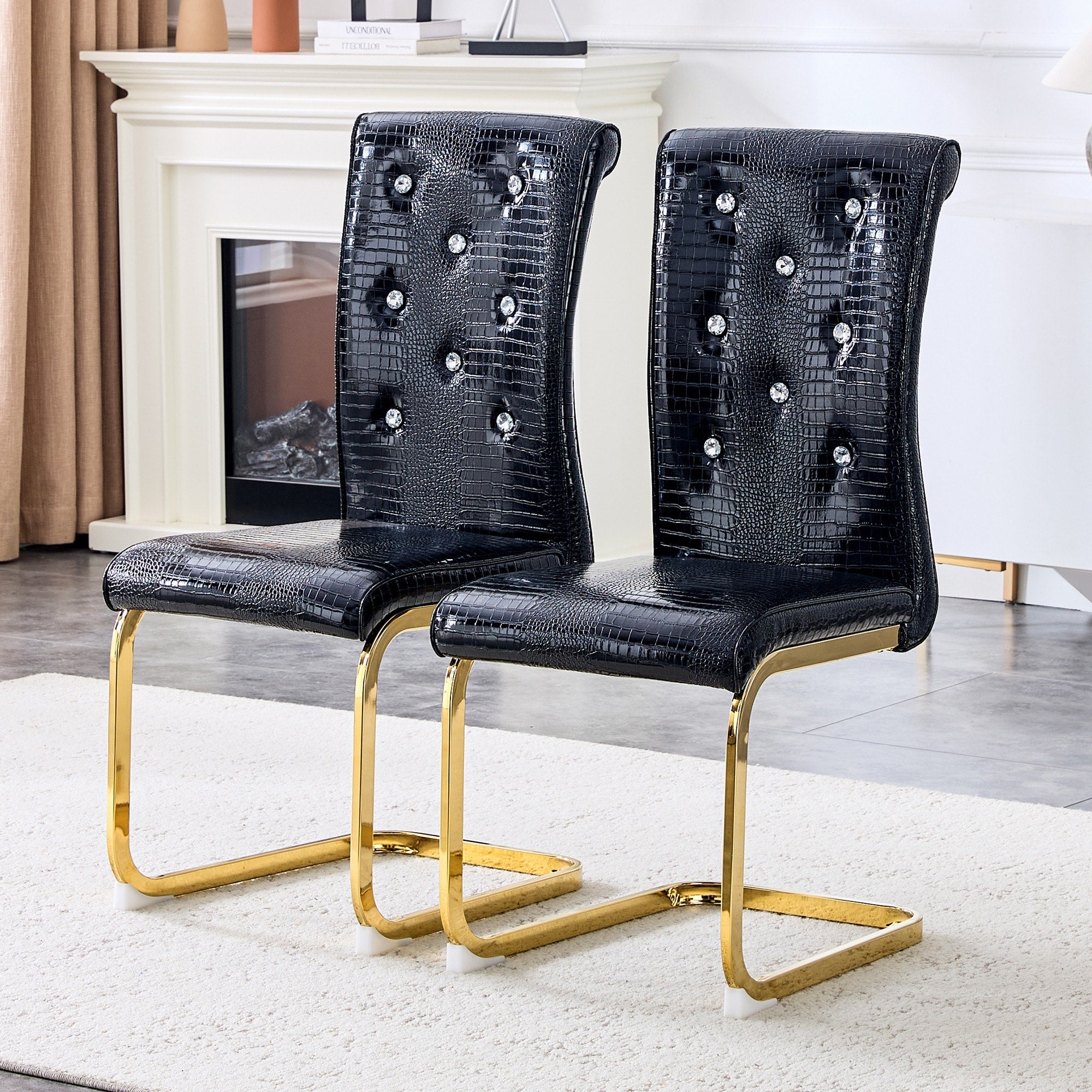 Dining Chair Black Gold Side Chair Kitchen Chair Leisure Chair Lounge Chair Office Chair Armless Chair With Metal Legs
