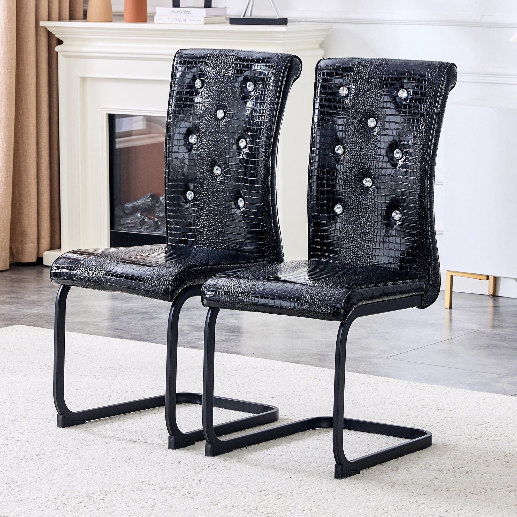 Dining Chair Black Side Chair Kitchen Chair Leisure Chair Lounge Chair Office Chair Armless Chair With Metal Legs