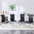 Dining Chair Black Silver Side Chair Kitchen Chair Leisure Chair Lounge Chair Office Chair Armless Chair With Metal Legs