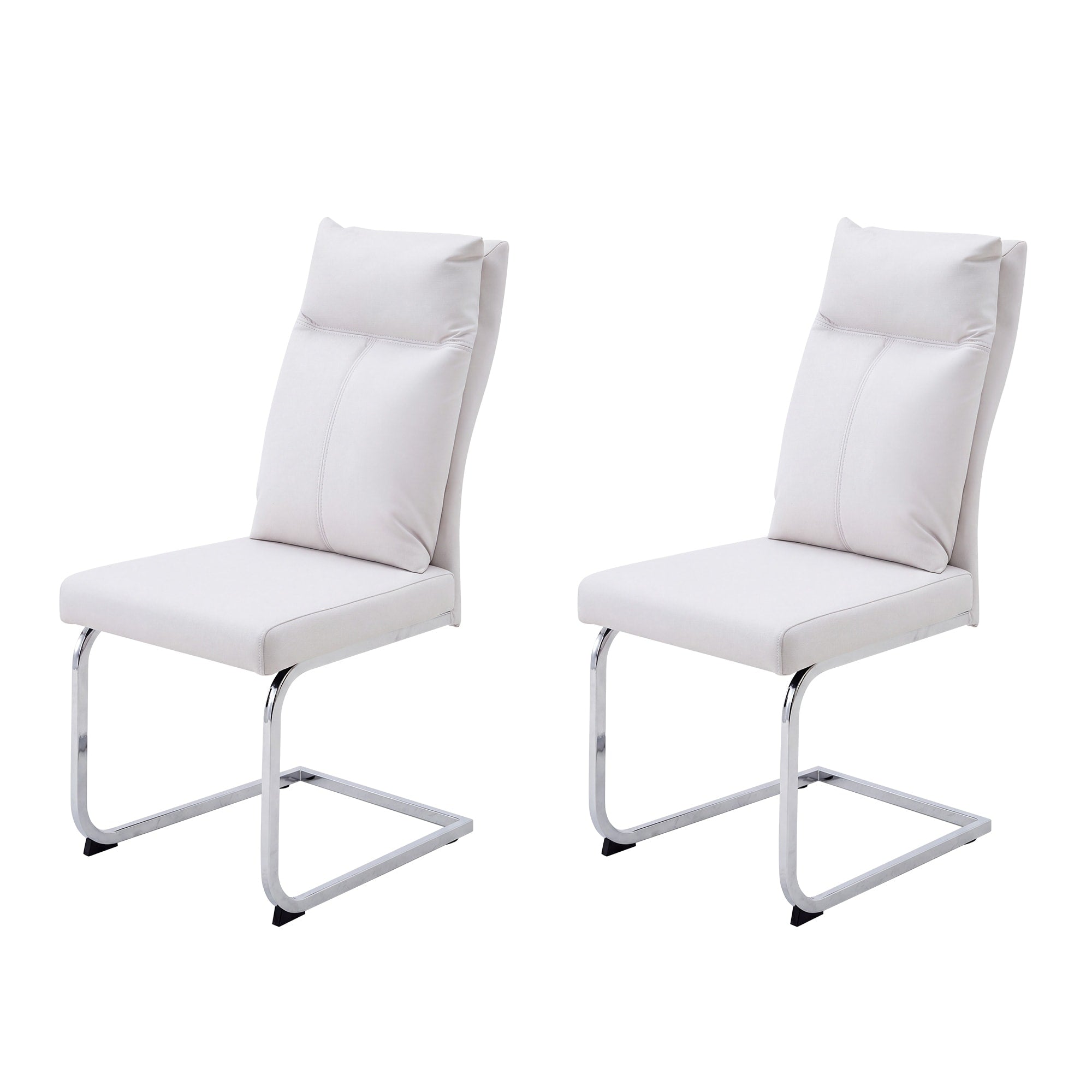 Dining Chair Set 2 Pieces Modern Leather Imitation Soft Cushion Dining Chair With Soft Cushion Backrest And Electroplated Legs