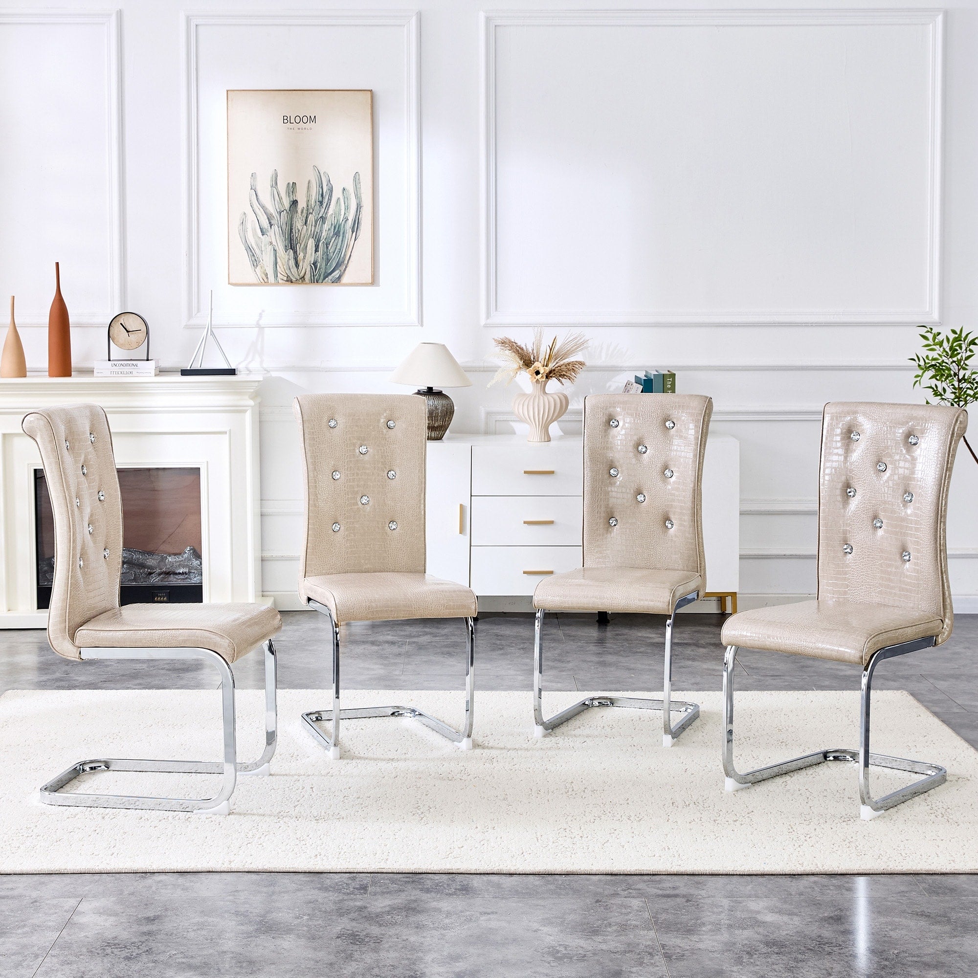 Dining Chair Side Chair Beige Kitchen Chair Leisure Chair Lounge Chair Office Chair Armless Chair With Metal Legs